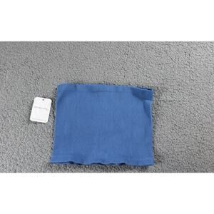 New Free People Intimately Top Medium Large Blue Amelia Bandeau Ribbed Bra USA